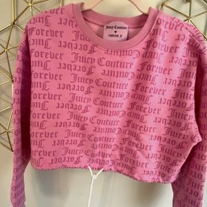 Juicy Couture x Forever 21 pink cropped sweatshirt